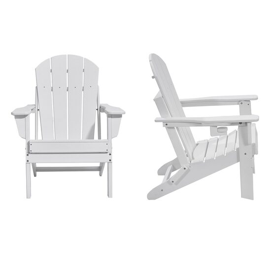 Set 2 scaune pliabile pentru gradina, Alb, 800 × 755 × 915 mm, material HDPE, WaterProof, max 200 kg