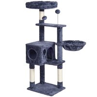 Ansamblu de joaca pentru pisici, 5 etaje, 40x32x115 cm, Plus, Gri, Compartimente Relaxare