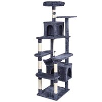 Ansamblu de joaca pentru pisici, 72×70×183 cm, Plus, Gri, Compartimente Relaxare, 9 etaje