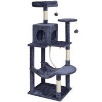 Ansamblu de joaca pentru pisici, 70×45×143 cm, Plus, Gri inchis, Compartimente Relaxare, 6 etaje, stalp pentru zgariat