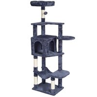 Ansamblu de joaca pentru pisici, 65×45×154 cm, Plus, Gri Inchis, Compartimente Relaxare, 7 etaje, stalp pentru zgariat
