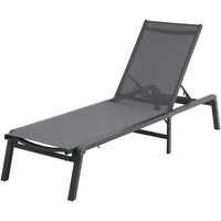 Sezlong pliabil din aluminiu, Negru, 1819x885x515 mm, max 180 kg, 5 unghiuri reglabile