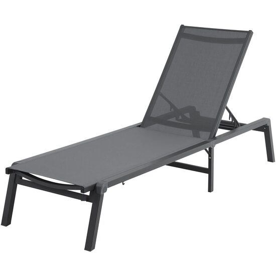 Sezlong pliabil din aluminiu, Negru, 1819x885x515 mm, max 180 kg, 5 unghiuri reglabile