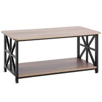 Masuta de cafea Vintage Farm, Spatiu depozitare deschis, Lemn, 1000 x 500 x 465 mm, Maro/Negru