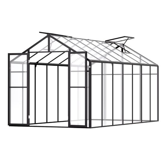 Sera de gradina structura Aluminiu, placi policarbonat 236 x 402.5 x 207 cm, protectie UV si rezistenta la impact, 2 x ferestre, 2 x usi
