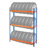 Suport de perete pentru 18 anvelope, 1500 x 450 x 1980 mm, max 300 kg, 3 rafturi