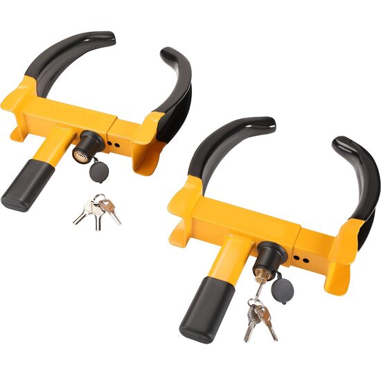 Set 2 Antifurt blocator roti, Profesional, pentru anvelope cu latimea 180-270 mm, 3 x Cheie, Otel