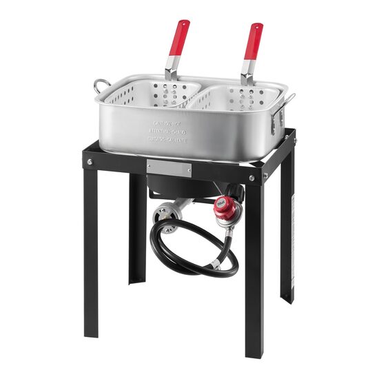 Friteuza multifunctionala cu arzator pe gaz, 2 x Cosuri, Capacitate 13.27 l, dimensiune 420x530x740 mm, Termometru
