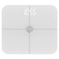 Cantar Smart, aplicatie FitGo, 12 parametri masurati, max 180 kg, Sticla securizata 6 mm, 8 utilizatori, Alb