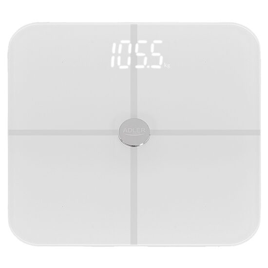 Cantar Smart, aplicatie FitGo, 12 parametri masurati, max 180 kg, Sticla securizata 6 mm, 8 utilizatori, Alb