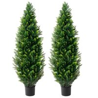 Set 2 plante artificiale Cedru, Inaltime 121.9 cm, Verde, PE si Otel carbon, protectie UV