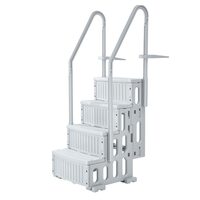 Scara pentru piscine, 4 trepte, balustrade dubla, max 180 kg, dimensiune 874 x 808 x 1985 mm, Gri