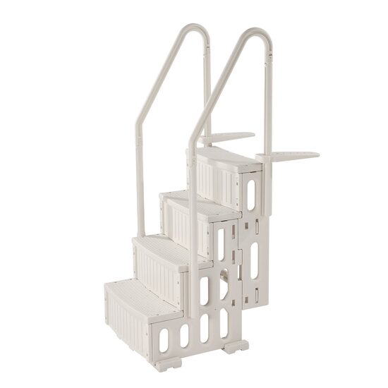 Scara pentru piscine, 4 trepte, balustrade dubla, max 180 kg, dimensiune 874 x 808 x 1985 mm, Alb
