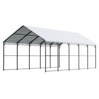 Copertina auto carport, 4x8x3.15 m, cadru si acoperis otel galvanizat, prelata laterala, 12 stalpi