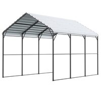 Copertina auto carport, 3 x 4.5 x 3.15 m, cadru si acoperis otel galvanizat, prelata laterala, 8 coloane