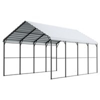 Copertina auto carport, 3.6x6x3.15 m, cadru si acoperis otel galvanizat, prelata laterala, 10 coloane