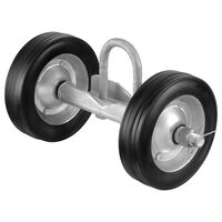 Roti cauciuc cu suport pentru porti culisante, Otel, max 300 kg, 146×310 mm, Diametrul exterior al tevii compatibil 32-50 mm, structura fixa