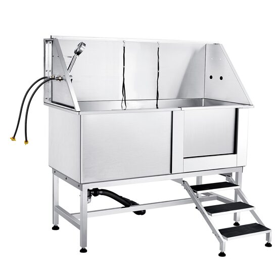 Cada pentru animale de companie, Inox, Accesorii complete dus, baterie, Scara, max 200 kg, 1500x1500x700 mm