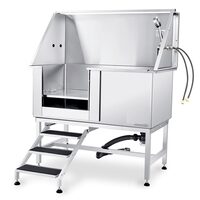 Cada pentru animale de companie All-in-One, Inox, Accesorii complete dus, baterie, Scara 3 trepte, max 150 kg, 1270x1565x700 mm, deschidere usa pe stanga
