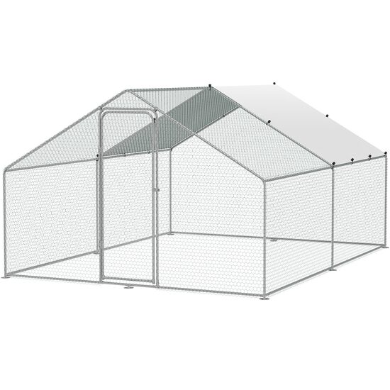 Cotet pentru pasari si animale mici, 3x3.93x1,99 m, Acoperis drept, Usa intrare, Otel galvanizat, Copertina PE