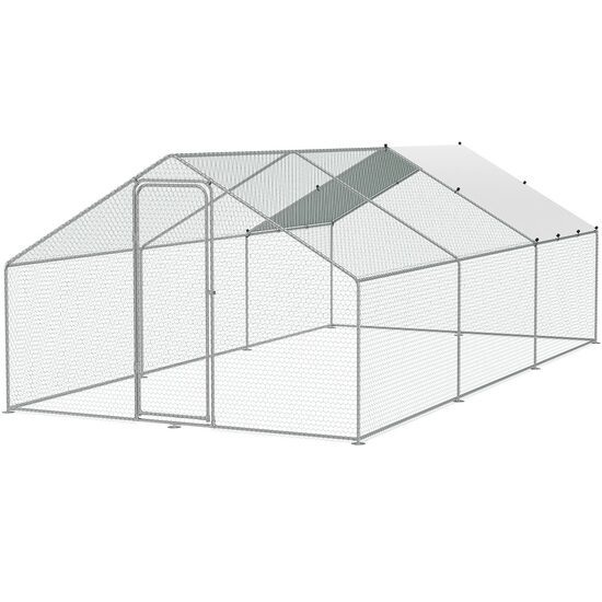 Cotet pentru pasari si animale mici, 3x3.93x1.99 m, Acoperis drept, Usa intrare, Otel galvanizat, Copertina PE