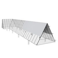 Cotet pentru pasari si animale mici tip Tunel, 400x100x61.5 cm, Acoperis drept, Otel galvanizat, Copertina PE, Portabil, Tarusi fixare
