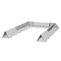 Cotet pentru pasari si animale mici tip Tunel, 600 x 400 x 61.5 cm, Acoperis drept, Otel galvanizat, Copertina PE, Portabil, Tarusi fixare