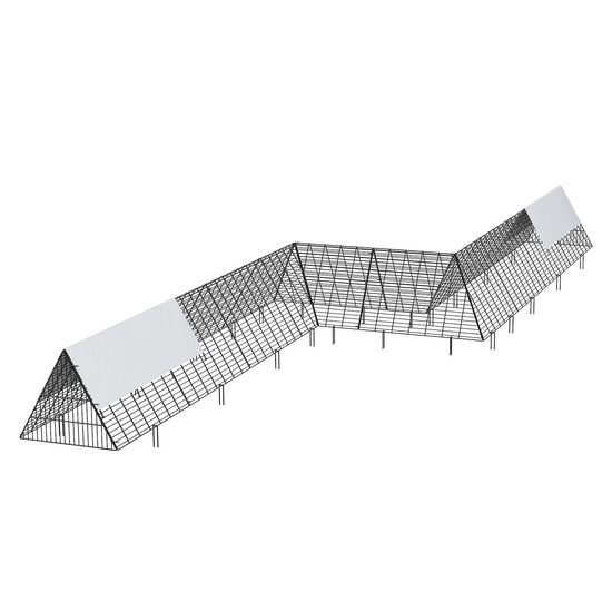 Cotet pentru pasari si animale mici tip Tunel, 729 x 200 x 61.5 cm, Acoperis drept, Otel galvanizat, Copertina PE, Portabil, Tarusi fixare