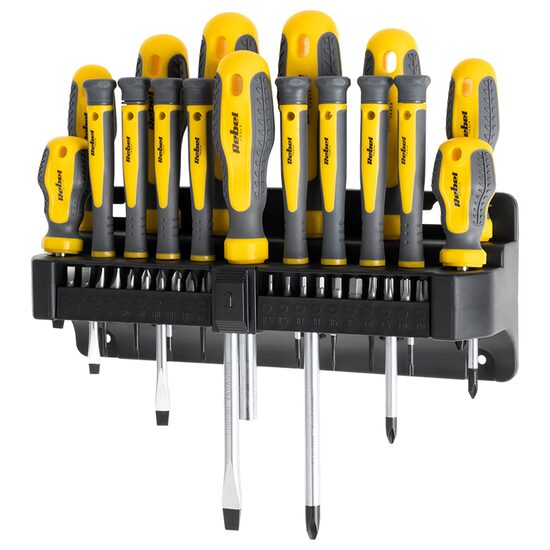 Set 17 surubelnite cu varfuri magnetice, 21 x biti, Crom Vanadiu, Maner ergonomic