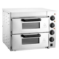 Cuptor electric profesional pentru Pizza cu diametru 356 mm, Inox, 1800 W, Etaj dublu, Temperatura reglabila 50-350 ° C, Timp coacere reglabil