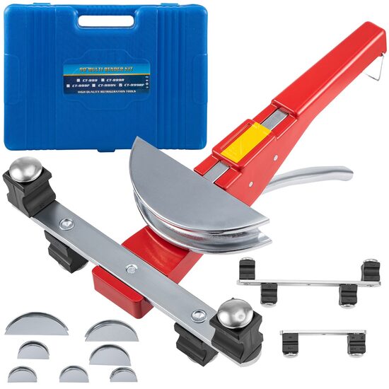 Dispozitiv de indoit tevi cu 7 matrite 1/4", 5/16", 3/8", 1/2", 5/8", 3/4", 7/8", Clichet, Cutie depozitare