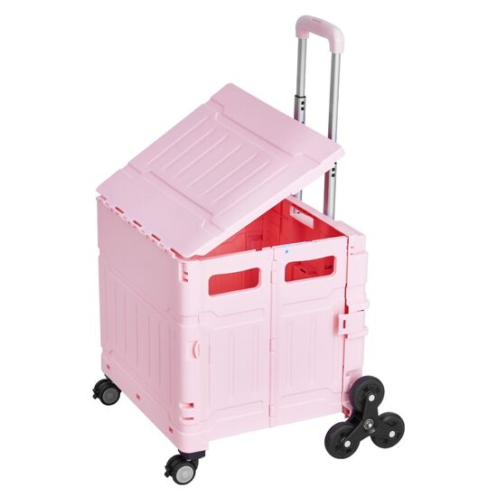 Carucior pliabil pentru scari, cu 10 roti, maxim 68 kg, greutate 3.9 kg, Cutie cu capac