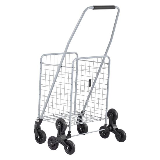 Carucior pliabil pentru scari cu cos de cumparaturi, 8 roti, maxim 40 kg, greutate 3.9 kg