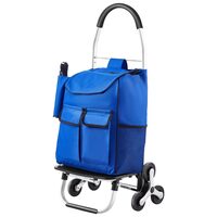 Carucior de cumparaturi, pliabil, pentru scari, 6 roti, maxim 68 kg, greutate 2.7 kg, Otel Carbon si panza Oxford 600D, Volum 36 l