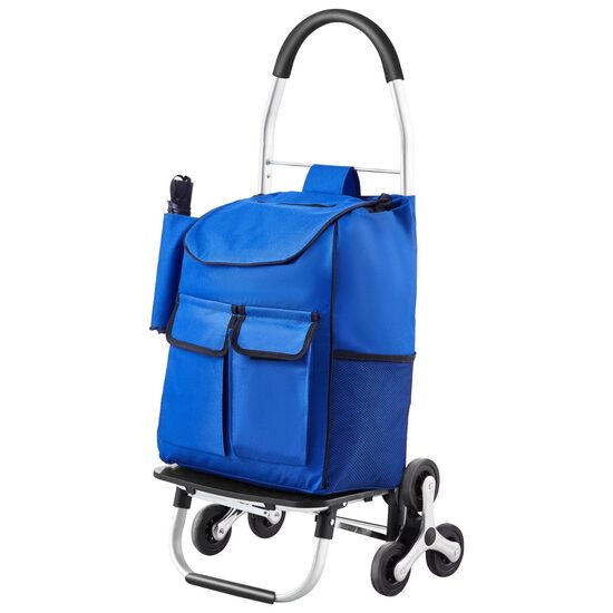 Carucior de cumparaturi, pliabil, pentru scari, 6 roti, maxim 68 kg, greutate 2.7 kg, Otel Carbon si panza Oxford 600D, Volum 36 l