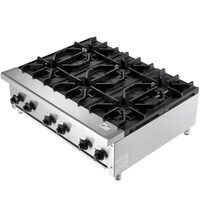 Aragaz profesional, 6 Arzatoare, Inox si Fonta, 42 kW BTU, dimensiune 915 x 775 x 335 mm