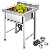 Chiuveta comerciala Inox, 1 x cuva, Protectie anti-stropire, capacitate cuva 44.45 x 41.91 x 25.4 cm, grosime 1 mm, picioare ajustabile