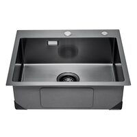 Chiuveta comerciala otel inoxidabil negru, 680x450x190 mm, Strat de izolare fonica si anti-condens, Incastrabila, Margine groasa 3 mm