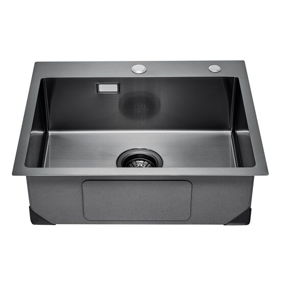 Chiuveta comerciala otel inoxidabil negru, 680x450x190 mm, Strat de izolare fonica si anti-condens, Incastrabila, Margine groasa 3 mm