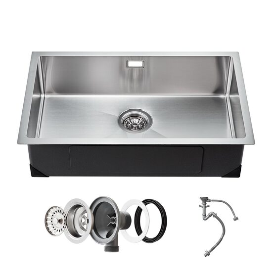 Chiuveta comerciala otel inoxidabil, 700x430x190 mm, Strat de izolare fonica si anti-condens, Incastrabila, Margine groasa 3 mm