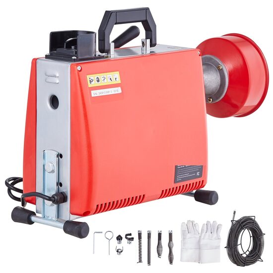 Sarpe pentru desfundat tevi, Electric, Profesional, 7 x capete taiere, 250 W, Lungime 4.6/20 m, Diametru 10/16 mm