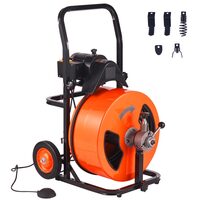 Sarpe pentru desfundat tevi, Automat, Electric, Profesional, 4 x capete taiere, 500 W, Lungime 30.48 m, Diametru 3/4 inch, Actionare picior