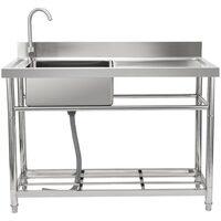 Chiuveta comerciala Inox, 1 x cuva pe stanga, Baterie inclusa, Protectie anti-stropire, capacitate cuva 500 x 330 x 220 mm, 5 Locasuri pentru ustensile