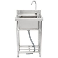 Chiuveta comerciala Inox, Baterie inclusa in dreapta, Protectie anti-stropire, capacitate cuva 410 x 330 x 220 mm