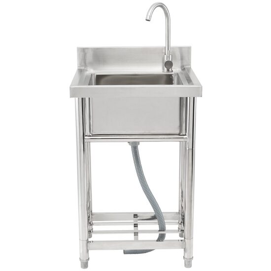 Chiuveta comerciala Inox, Baterie inclusa in dreapta, Protectie anti-stropire, capacitate cuva 410 x 330 x 220 mm