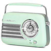 Radio Retro FM portabil, Acumulator Li-Ion, Bluetooth, USB, AUX, Putere 30W, 210 x 80 x 160mm, Verde