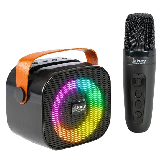 Boxa portabila cu microfon, Karaoke, SD, USB, AUX si Bluetooth, 5 modulatii diferite ale vocii, 8 efecte de iluminare RGB