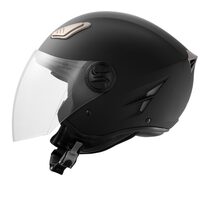 Casca protectie moto cu ochelari integrati, Open Face, Unisex, Negru Mat, Marimea L