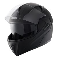 Casca protectie moto cu ochelari integrati, Slot Bluetooth, Lentila parasolar si lentila transparenta, Unisex, Negru Mat, Marimea XL
