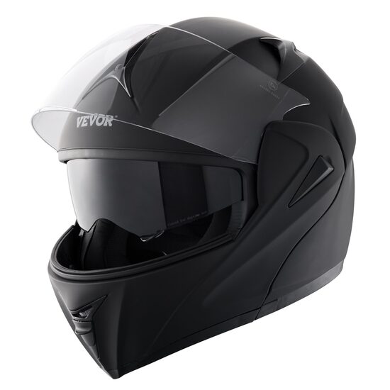 Casca protectie moto cu ochelari integrati, Slot Bluetooth, Lentila parasolar si lentila transparenta, Unisex, Negru Mat, Marimea XL